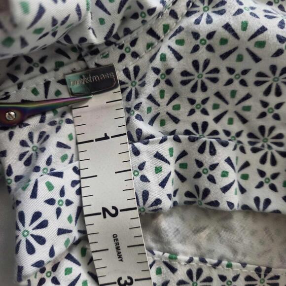 SO Heritage Women 7 Moroccan Print White Navy Green Cuffed Chino Short Shorts - Picture 5 of 7